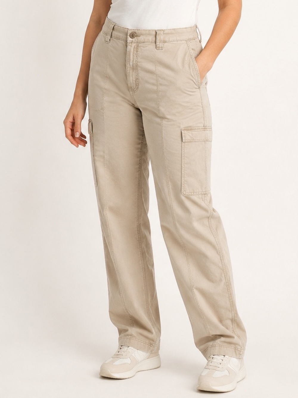 American Eagle Beige Stretch Cargo Utility Pants Size 10 Long